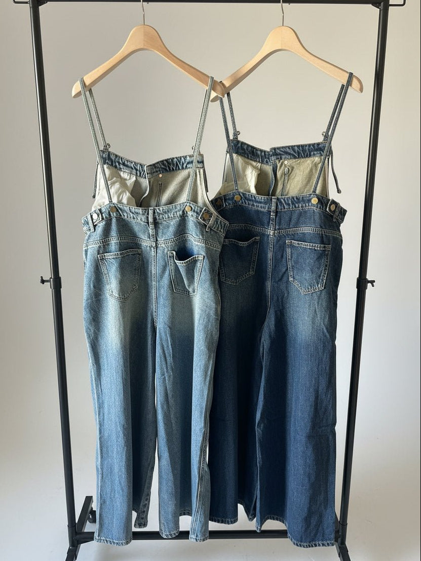 【select】フロントアシンメトリーデニムオールインワン - Champdelarose