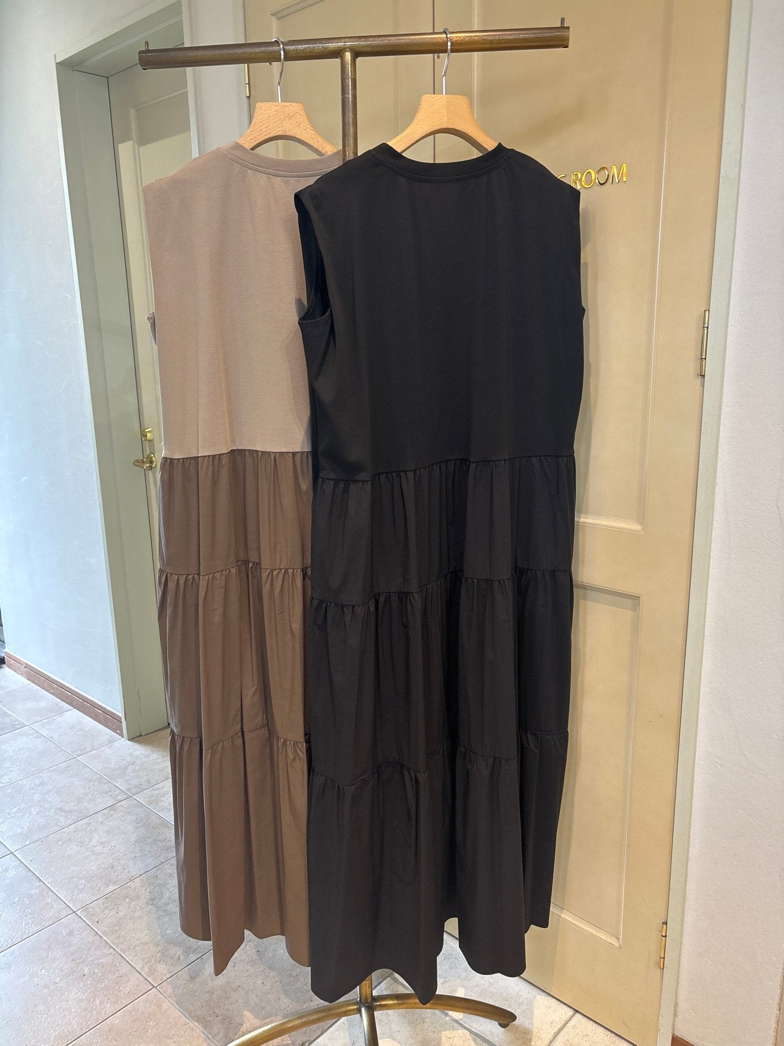 【select】異素材切替バックティアードノースリOP - Champdelarose