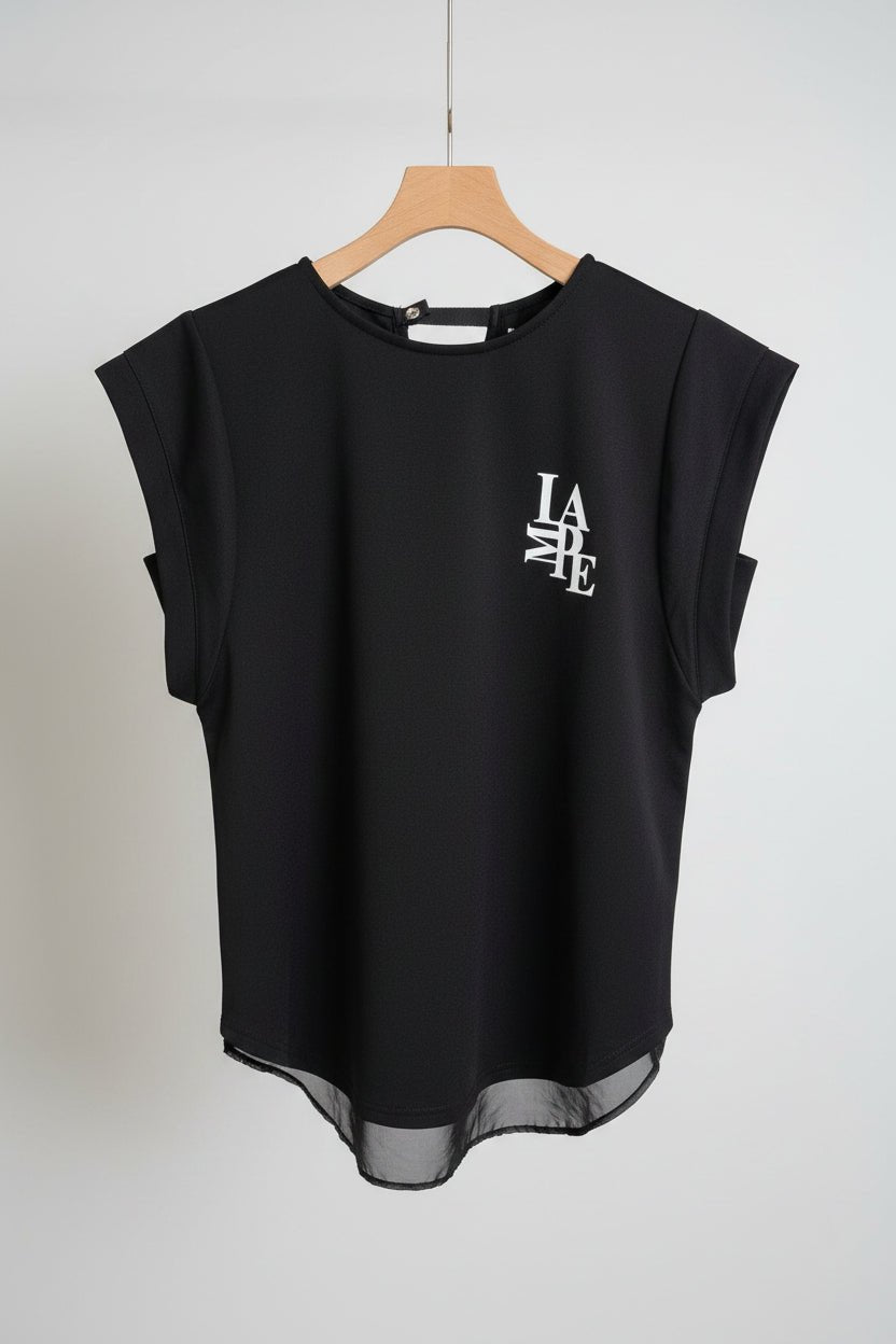 【select】カットジョーゼットミックスロゴTEE - Champdelarose