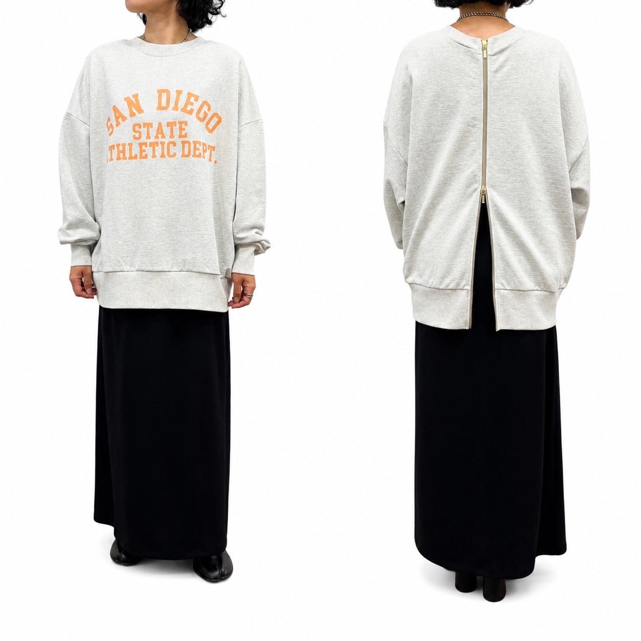 【siro de labonte 2026 AW vol.2】30/10スウェット-2wayジップアップワイドプルオーバー - Champdelarose