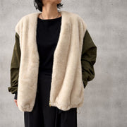 【siro de labonte 2026 AW】eco fur×twill docking MA - 1 jacket - Champdelarose