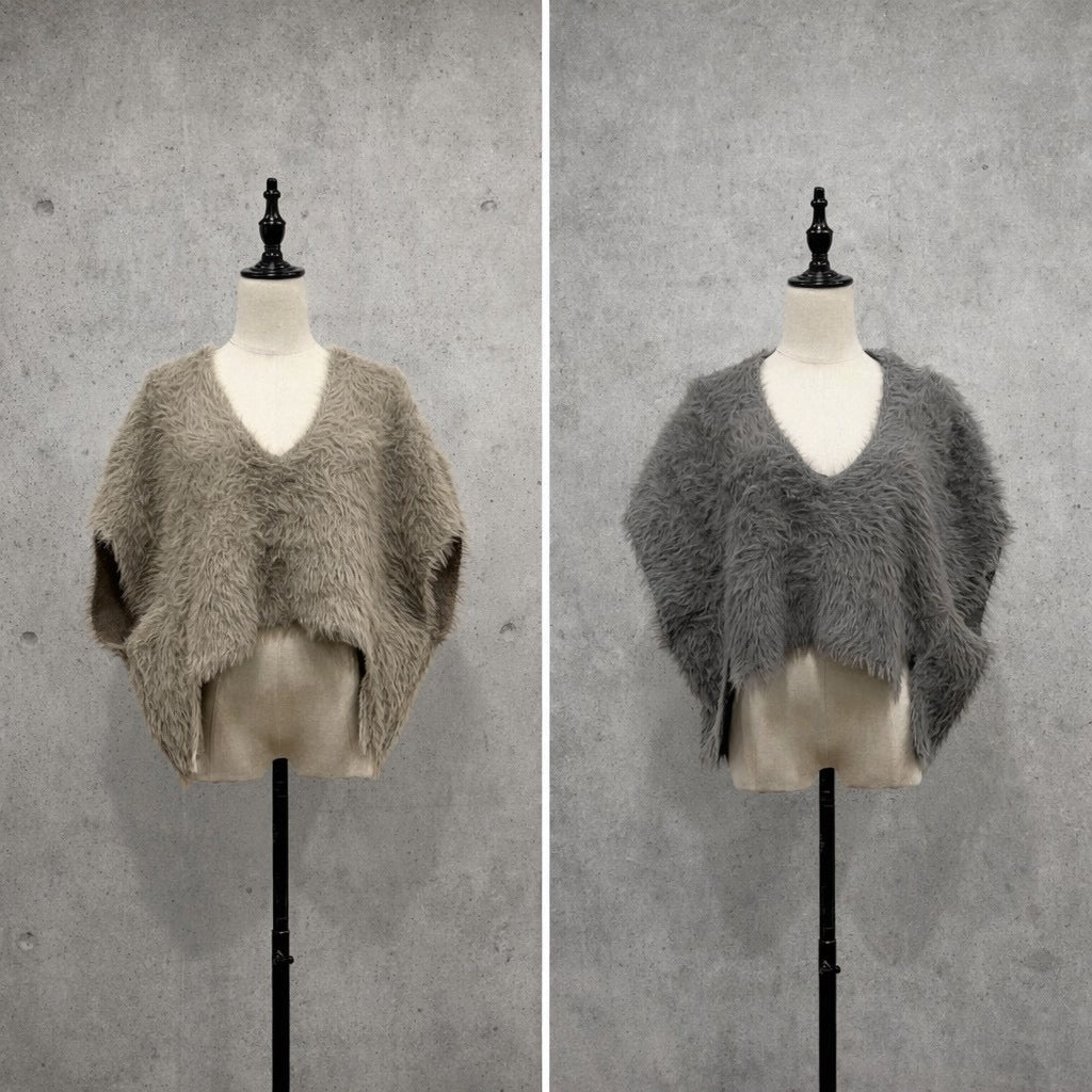 【siro de labonte 2026 AW】shaggy knit Vneck short vest - Champdelarose