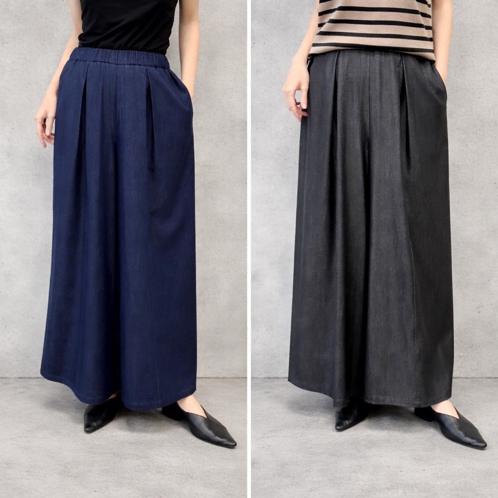 【siro de labonte 2026 AW】stretch shiny denim tuck buggy pants - Champdelarose