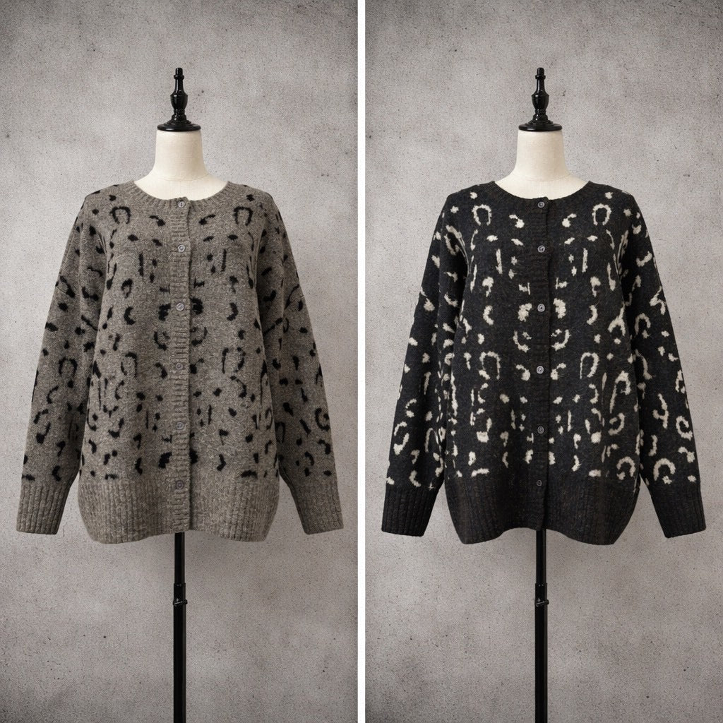 【siro de labonte 2026 AW】whip yarn leopard 2way cardigan - Champdelarose