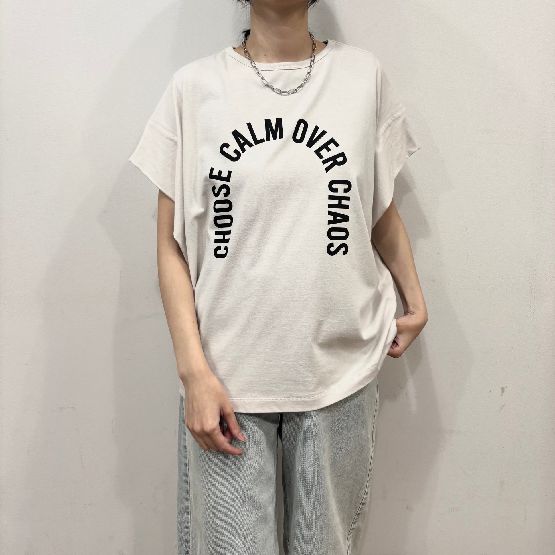 【siro de labonte 2026 spring＆summer】30/ - highgauge cotton message tuck sleeve Tshirt - Champdelarose