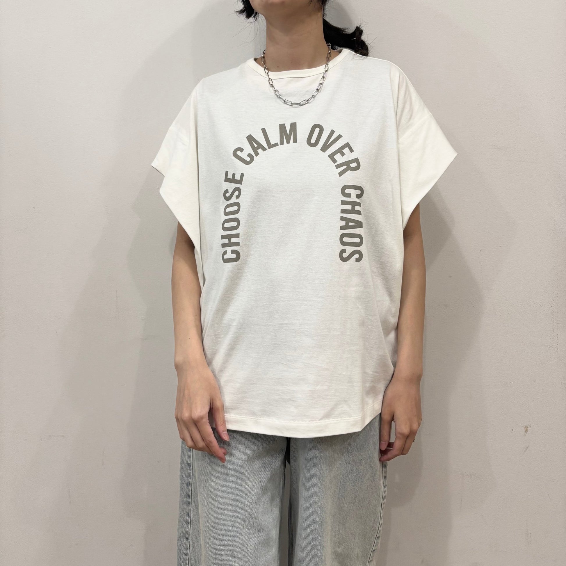 【siro de labonte 2026 spring＆summer】30/ - highgauge cotton message tuck sleeve Tshirt - Champdelarose