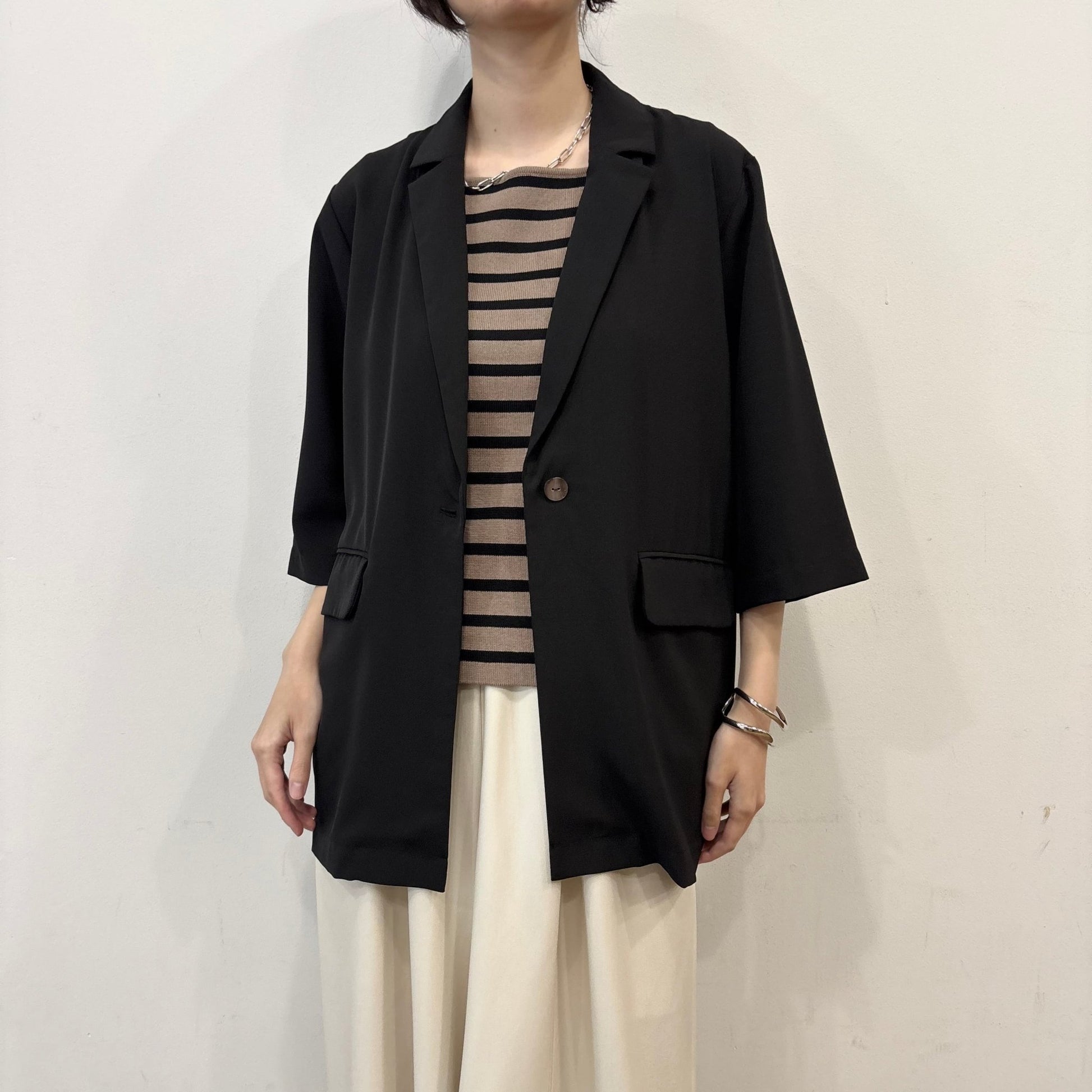【siro de labonte 2026 spring＆summer】linen like hightwist half sleeve jacket - Champdelarose