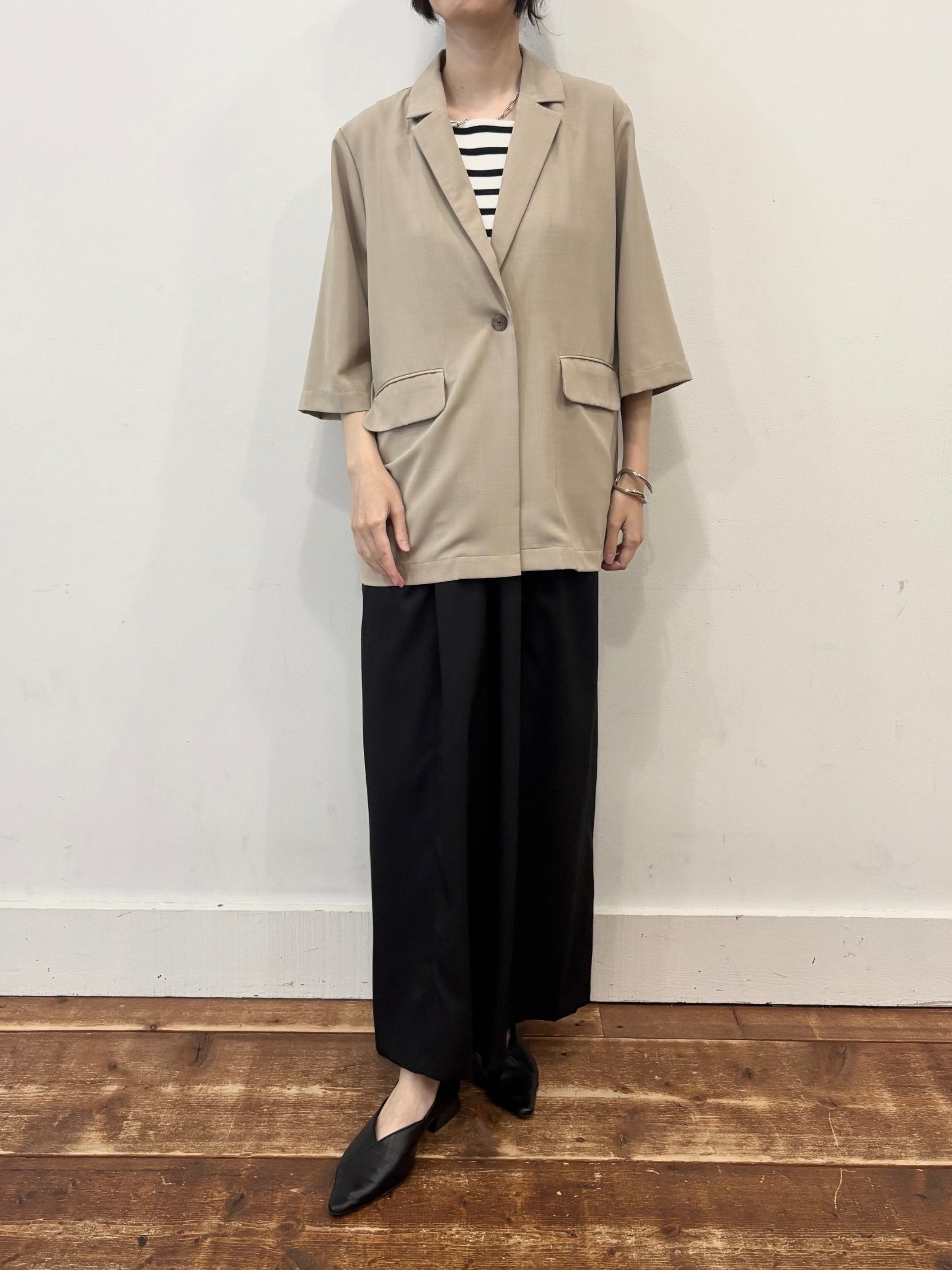 【siro de labonte 2026 spring＆summer】linen like hightwist half sleeve jacket - Champdelarose