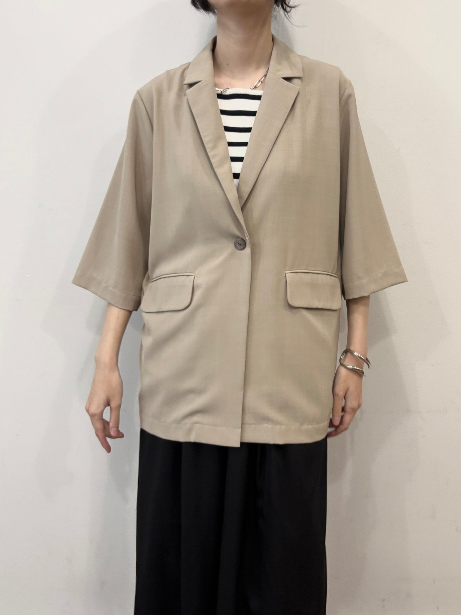【siro de labonte 2026 spring＆summer】linen like hightwist half sleeve jacket - Champdelarose