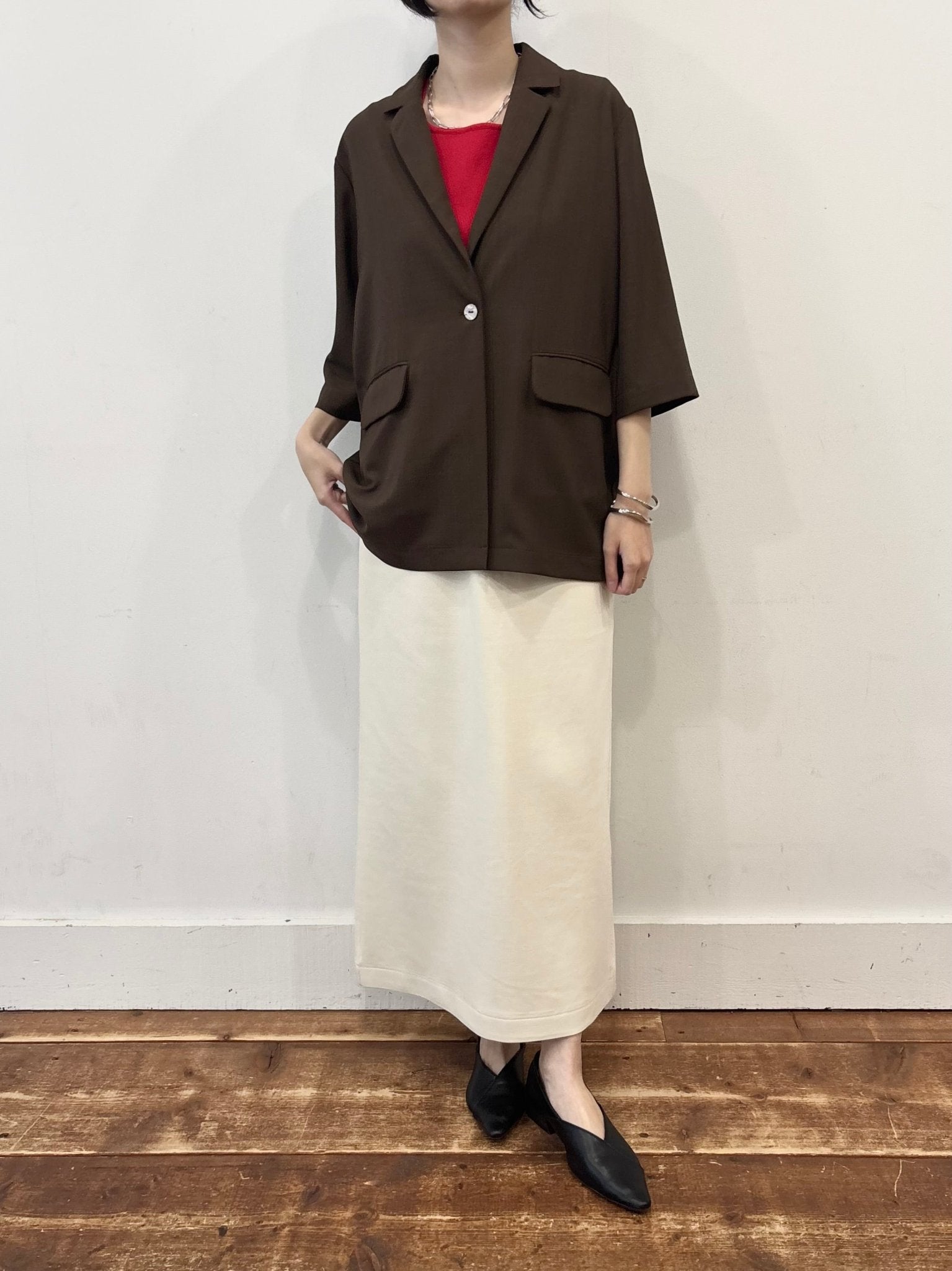 【siro de labonte 2026 spring＆summer】linen like hightwist half sleeve jacket - Champdelarose