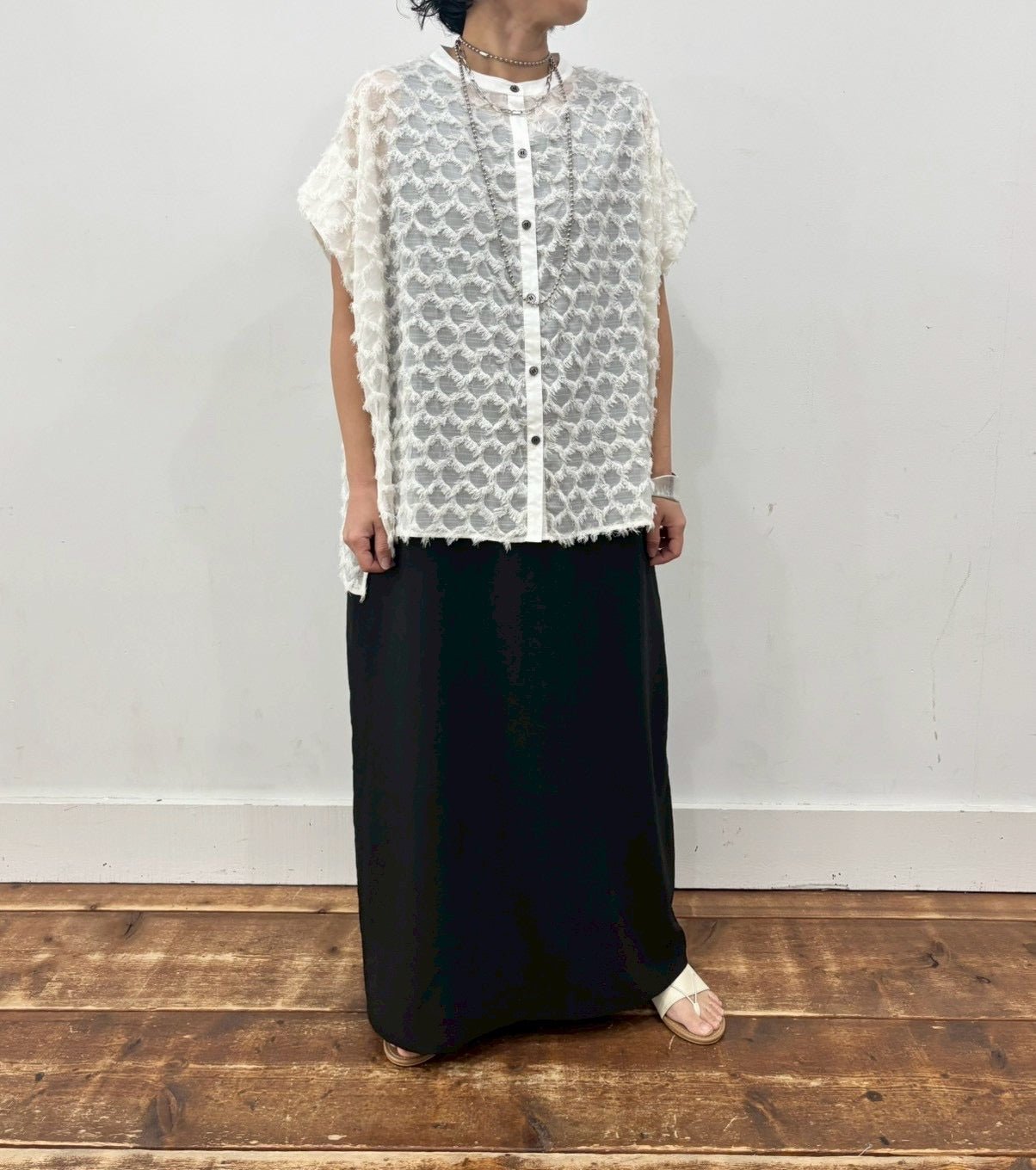 【siro de labonte 2026 SS vol.2】fringe jacquard tuck sleeve blouse - Champdelarose