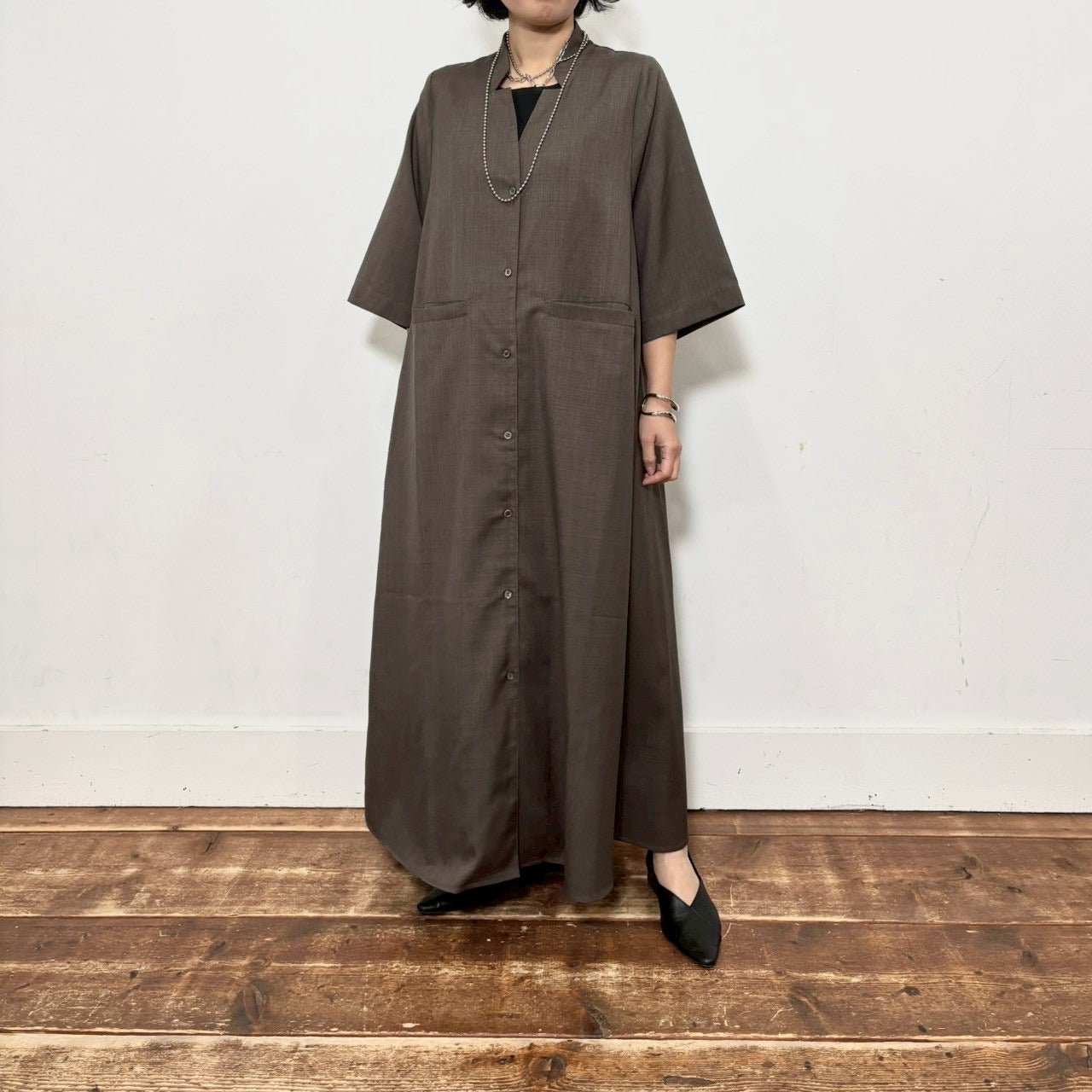 【siro de labonte 2026 SS vol.2】linen like twill long shirt OP - Champdelarose