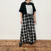 【siro de labonte 2026 SS vol.2】ombre check tuck flare skirt - Champdelarose