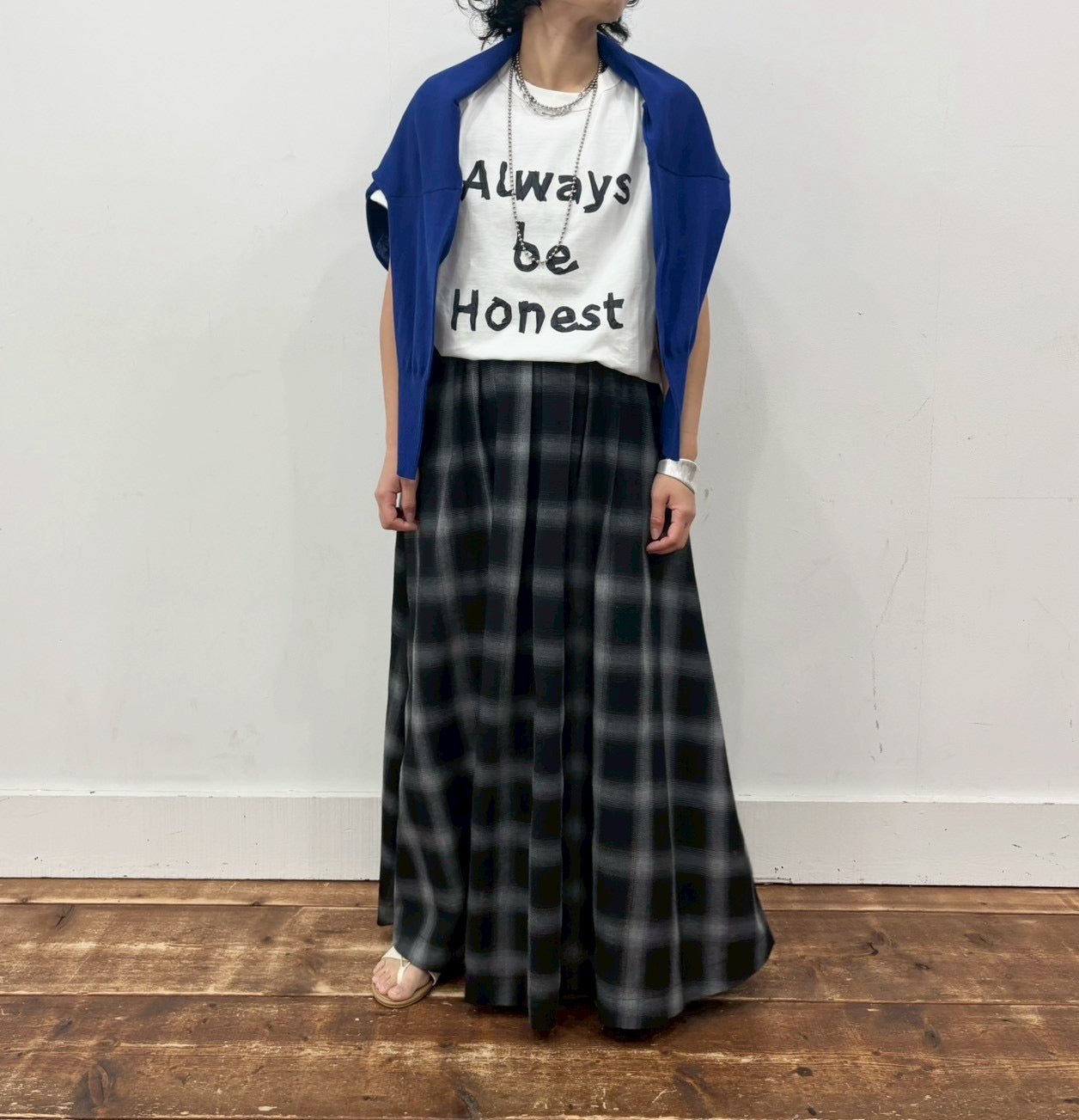 【siro de labonte 2026 SS vol.2】ombre check tuck flare skirt - Champdelarose