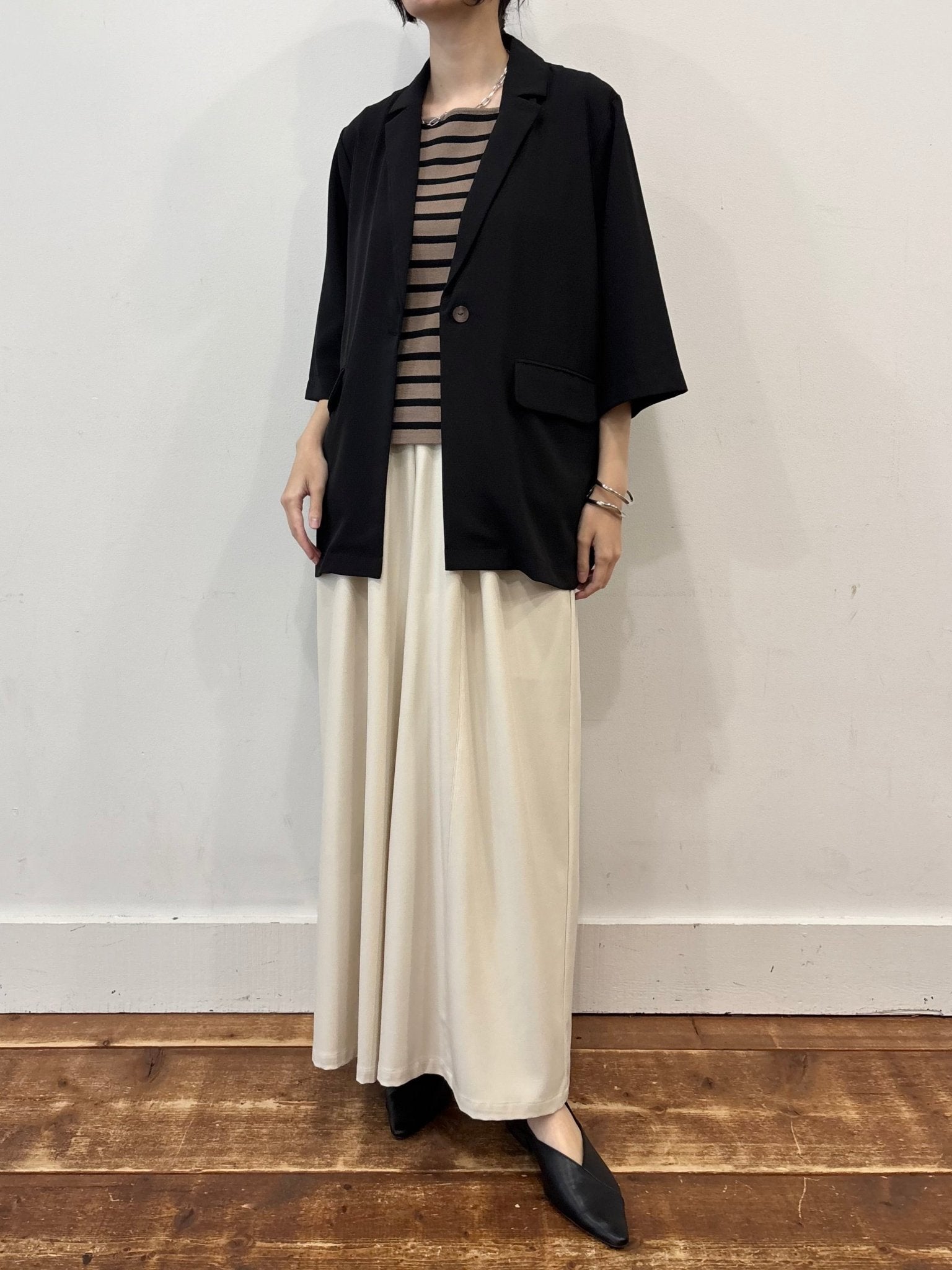 【siro de labonte 2026 SS vol.2】stretch shiny denim tuck buggy pants - Champdelarose