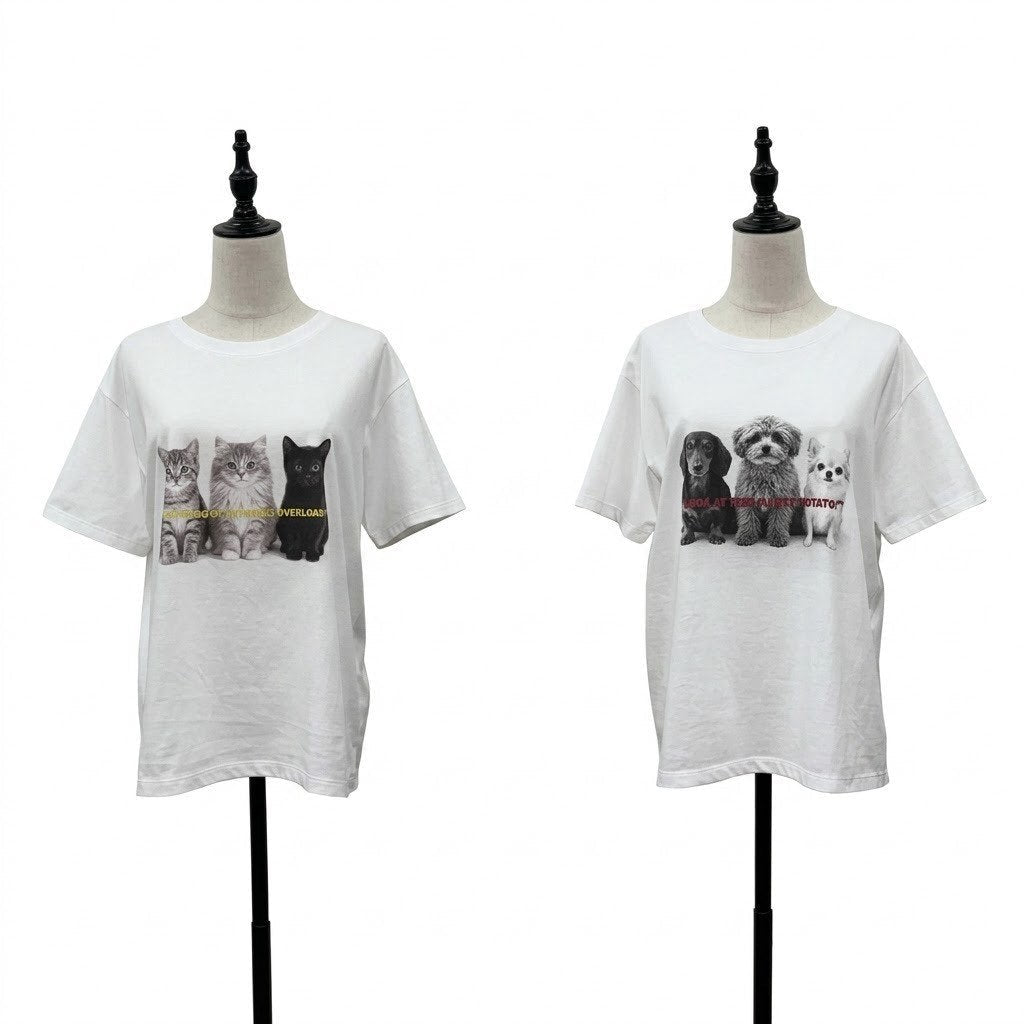 【siro de labonte 2027 SS】dog or cat? Tshirt(レディースサイズ） - 4月上旬頃発送 - Champdelarose