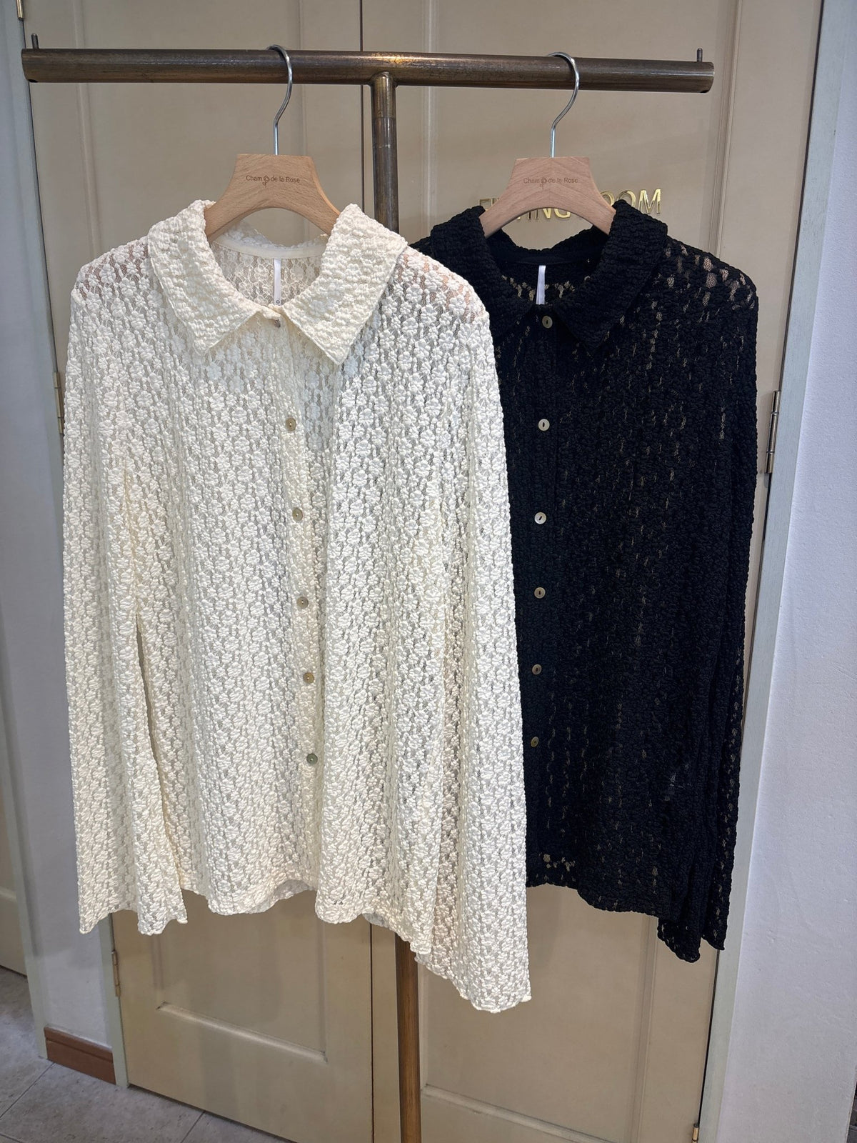 【WHYTO.】lace button shirt - Champdelarose
