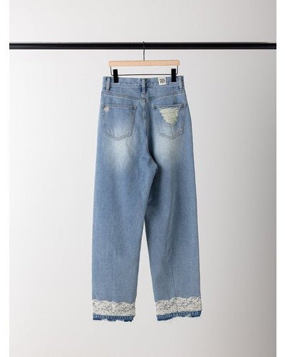 【YENN 2026 PRE - FALL COLECTION】LACE HEM TUCK DENIM - Champdelarose