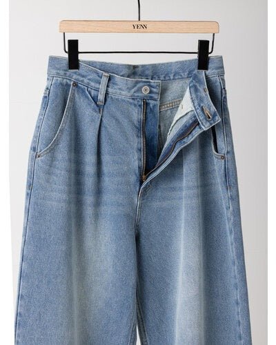 【YENN 2026 PRE - FALL COLECTION】LACE HEM TUCK DENIM - Champdelarose