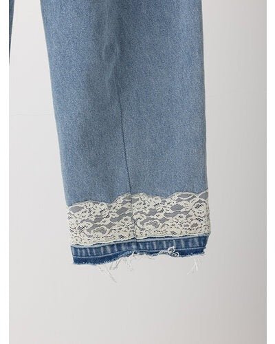 【YENN 2026 PRE - FALL COLECTION】LACE HEM TUCK DENIM - Champdelarose