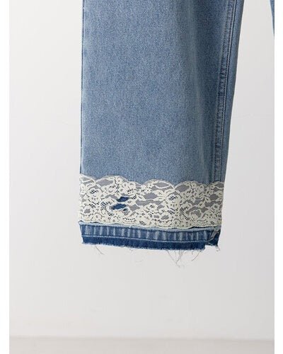 【YENN 2026 PRE - FALL COLECTION】LACE HEM TUCK DENIM - Champdelarose