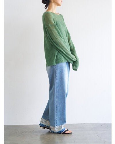 【YENN 2026 PRE - FALL COLECTION】LACE HEM TUCK DENIM - Champdelarose