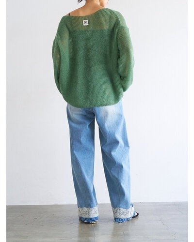 【YENN 2026 PRE - FALL COLECTION】LACE HEM TUCK DENIM - Champdelarose