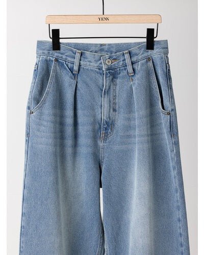 【YENN 2026 PRE - FALL COLECTION】LACE HEM TUCK DENIM - Champdelarose