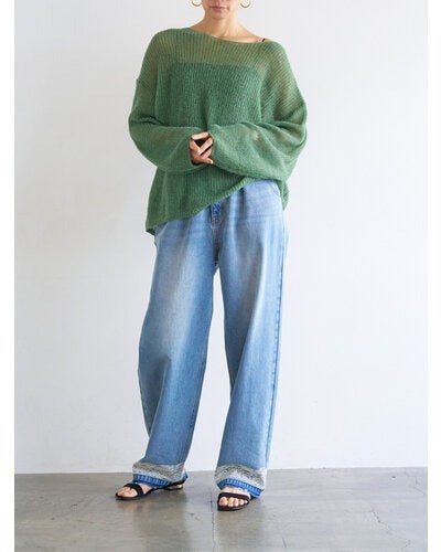 【YENN 2026 PRE - FALL COLECTION】LACE HEM TUCK DENIM - Champdelarose