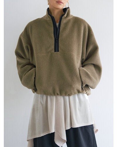 【YENN 2026 PRE - FALL COLECTION】SHAGGY HALF ZIP JK - Champdelarose
