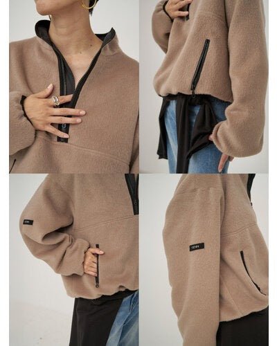 【YENN 2026 PRE - FALL COLECTION】SHAGGY HALF ZIP JK - Champdelarose