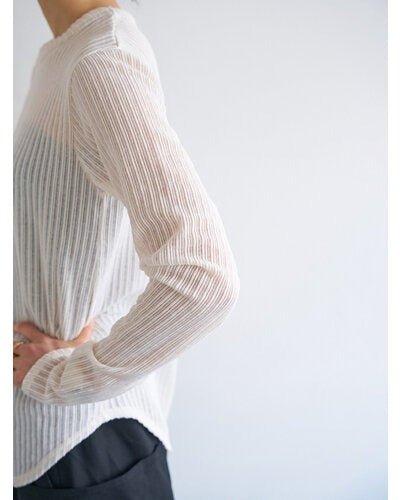 【YENN 2026 PRE - FALL COLECTION】STRIPE SHEER RIB TEE - Champdelarose