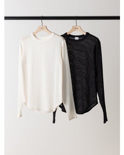【YENN 2026 PRE - FALL COLECTION】STRIPE SHEER RIB TEE - Champdelarose