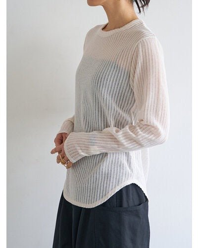 【YENN 2026 PRE - FALL COLECTION】STRIPE SHEER RIB TEE - Champdelarose