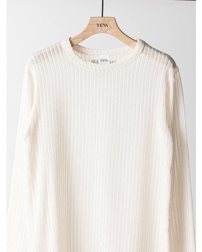 【YENN 2026 PRE - FALL COLECTION】STRIPE SHEER RIB TEE - Champdelarose
