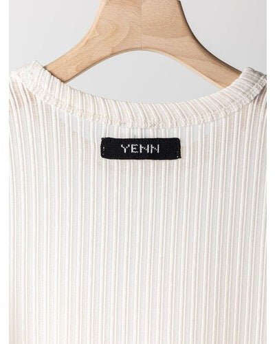 【YENN 2026 PRE - FALL COLECTION】STRIPE SHEER RIB TEE - Champdelarose