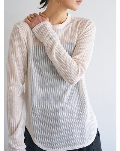 【YENN 2026 PRE - FALL COLECTION】STRIPE SHEER RIB TEE - Champdelarose