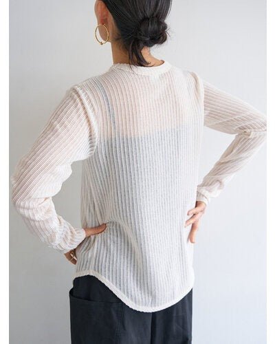 【YENN 2026 PRE - FALL COLECTION】STRIPE SHEER RIB TEE - Champdelarose