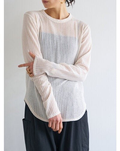 【YENN 2026 PRE - FALL COLECTION】STRIPE SHEER RIB TEE - Champdelarose
