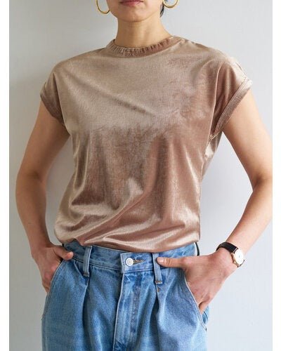【YENN 2026 PRE - FALL COLECTION】VELVET SHORT SLV TEE - Champdelarose