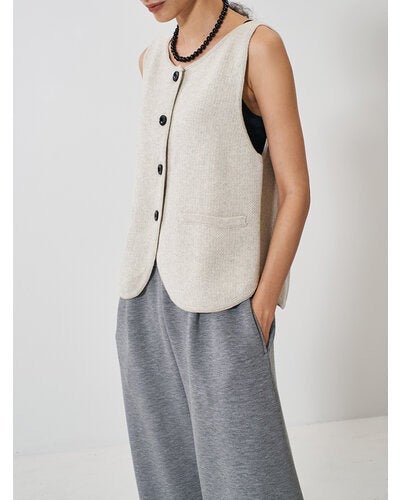 【YENN 2026 SPRING】 BOAT NECK KNIT VEST - Champdelarose