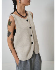 【YENN 2026 SPRING】 BOAT NECK KNIT VEST - Champdelarose