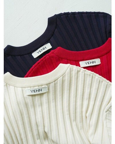 【YENN 2026 SPRING】 RIB KNIT LONG TEE - Champdelarose