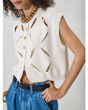 【YENN 2026 SPRING】CUT OUT PATTERN VEST - Champdelarose