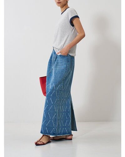 【YENN 2026 SPRING】LASER CUT DENIM SK - Champdelarose
