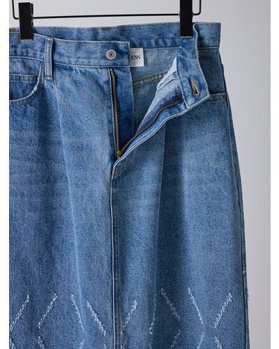 【YENN 2026 SPRING】LASER CUT DENIM SK - Champdelarose