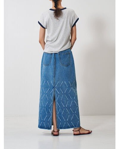 【YENN 2026 SPRING】LASER CUT DENIM SK - Champdelarose