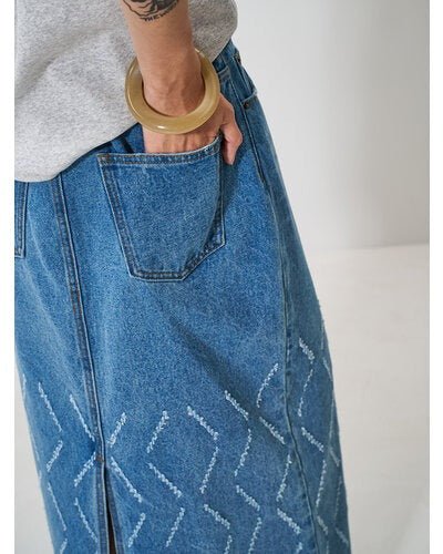 【YENN 2026 SPRING】LASER CUT DENIM SK - Champdelarose