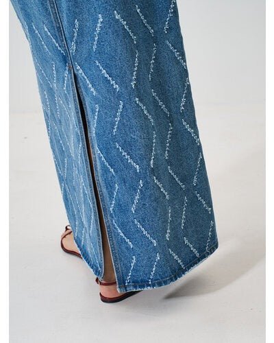 【YENN 2026 SPRING】LASER CUT DENIM SK - Champdelarose