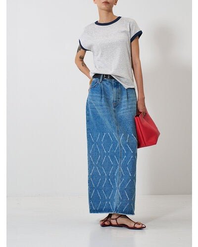 【YENN 2026 SPRING】LASER CUT DENIM SK - Champdelarose